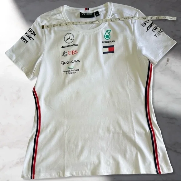 Mercedes Benz AMG Petronas 2019 Formula 1 Women’s Crewneck Tee In White Size XL - Picture 6 of 15